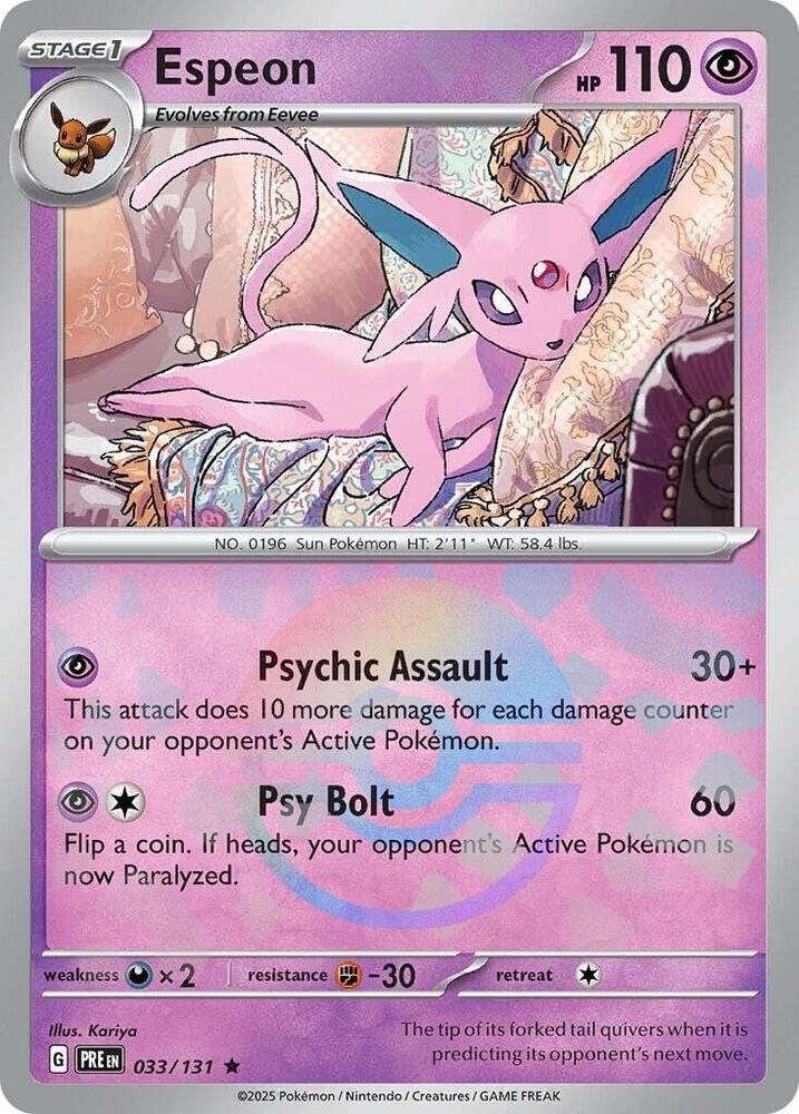 Espeon (033/131) (Poke Ball Pattern) [Scarlet & Violet: Prismatic Evolutions] | Dumpster Cat Games