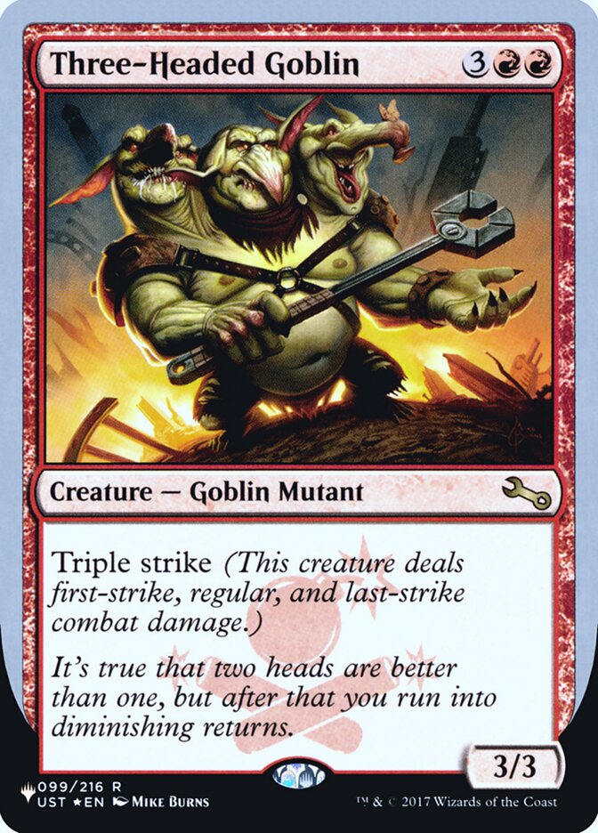 Three-Headed Goblin (Unfinity Foil Edition) [The List] | Dumpster Cat Games