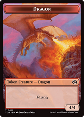 Dragon (0011) // Warrior Double-Sided Token [Tarkir: Dragonstorm Tokens] | Dumpster Cat Games