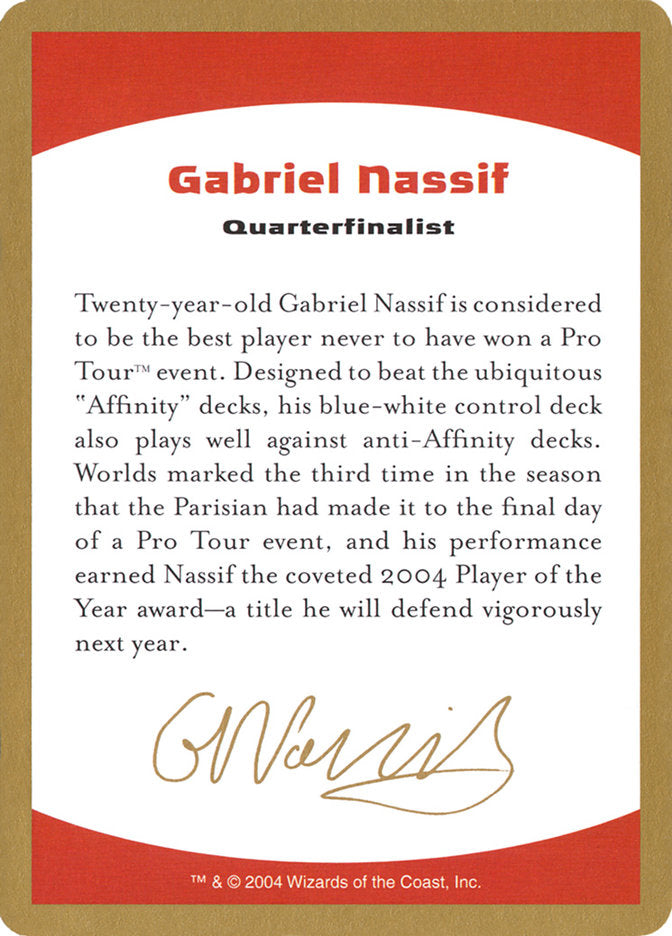 Gabriel Nassif Bio [World Championship Decks 2004] | Dumpster Cat Games