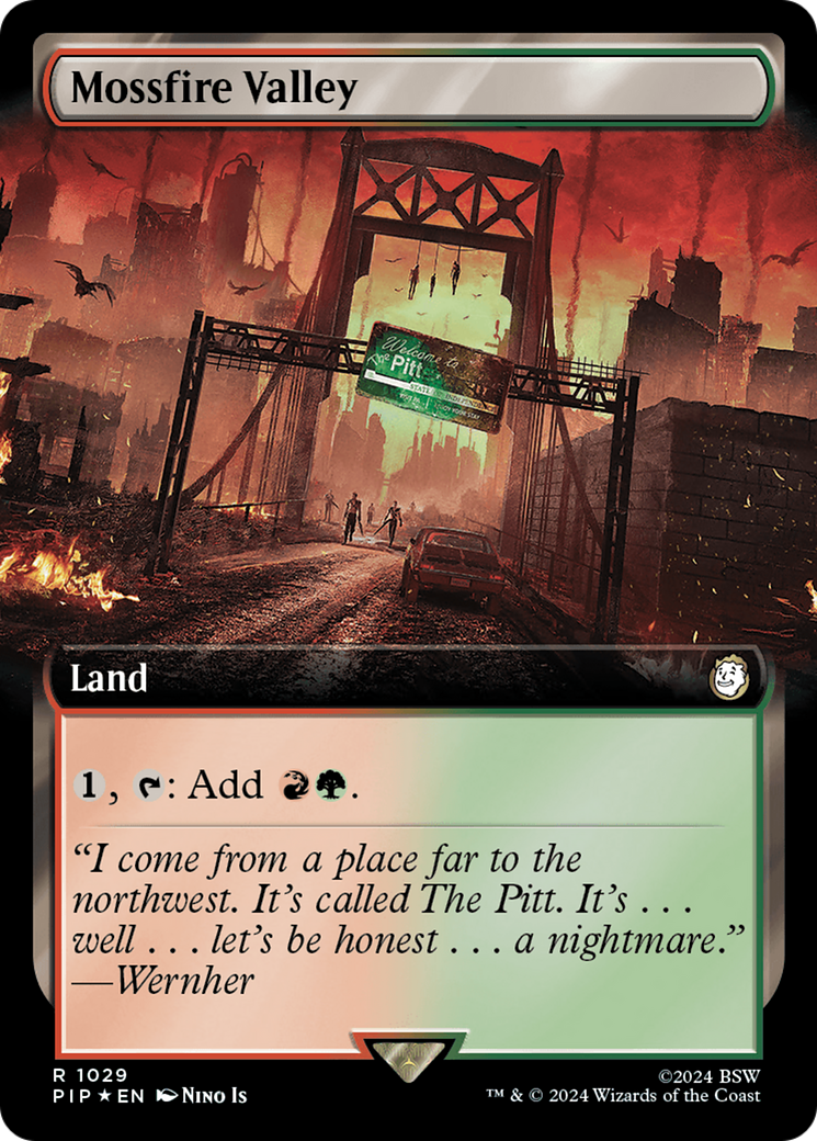 Mossfire Valley (Extended Art) (Surge Foil) [Fallout] | Dumpster Cat Games