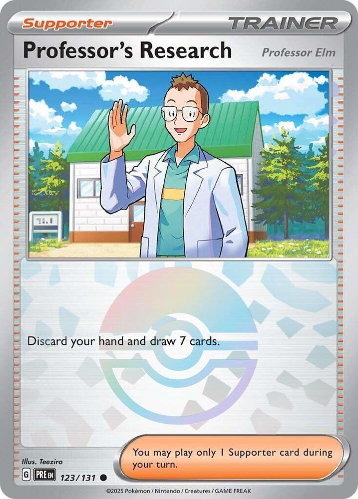Professor's Research (123/131) [Professor Elm] (Poke Ball Pattern) [Scarlet & Violet: Prismatic Evolutions] | Dumpster Cat Games