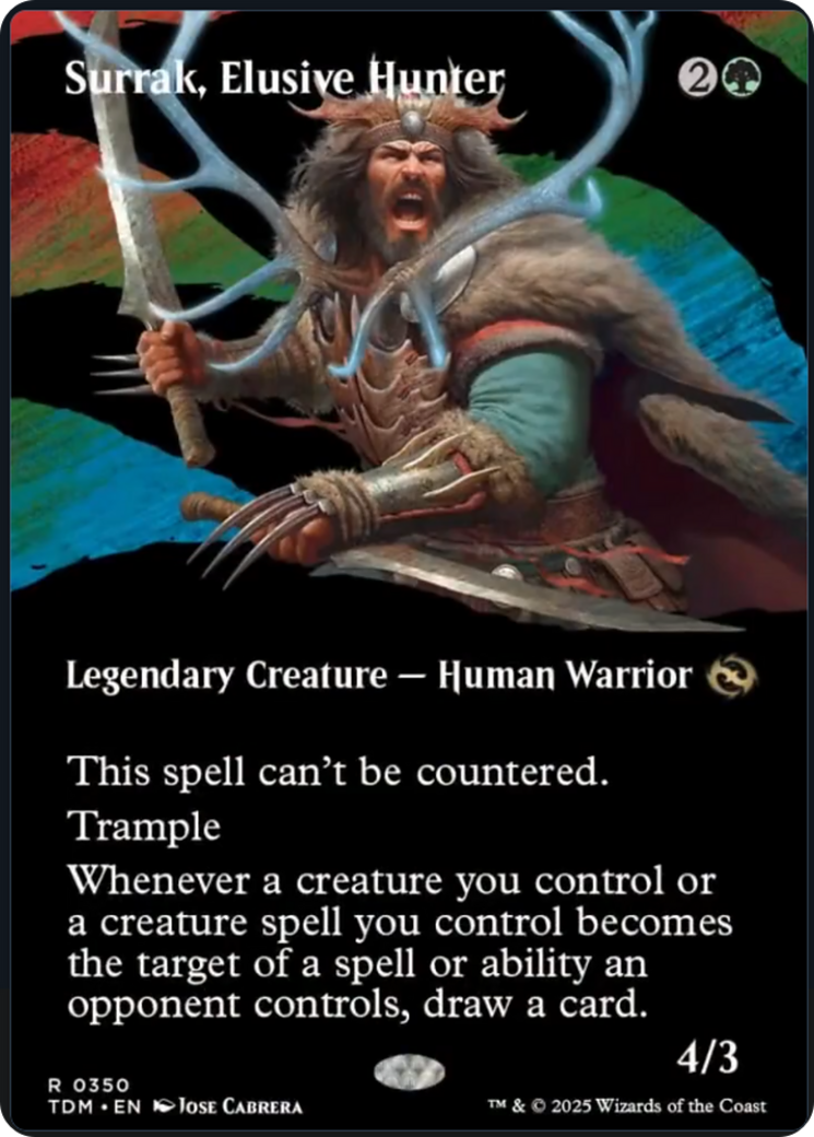 Surrak, Elusive Hunter (Borderless) [Tarkir: Dragonstorm] | Dumpster Cat Games