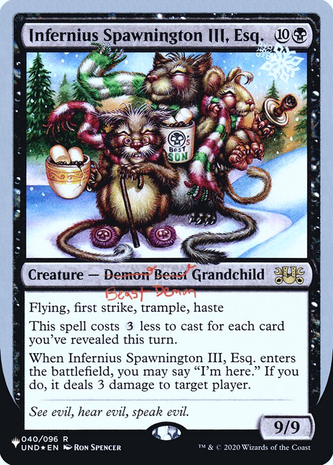 Infernius Spawnington III, Esq. (Unfinity Foil Edition) [The List] | Dumpster Cat Games