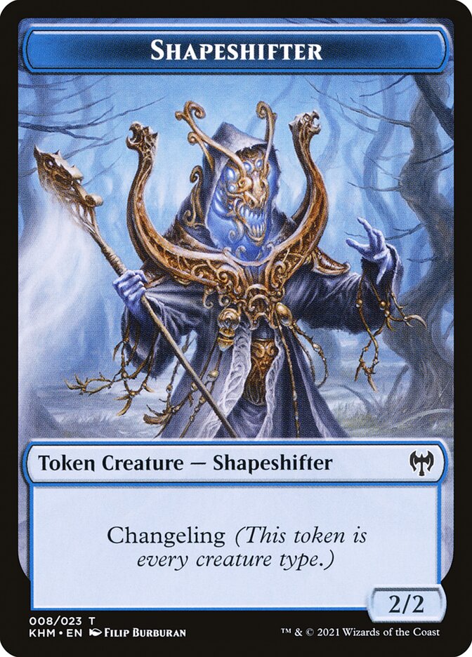Human Warrior // Shapeshifter Double-Sided Token [Kaldheim Tokens] | Dumpster Cat Games
