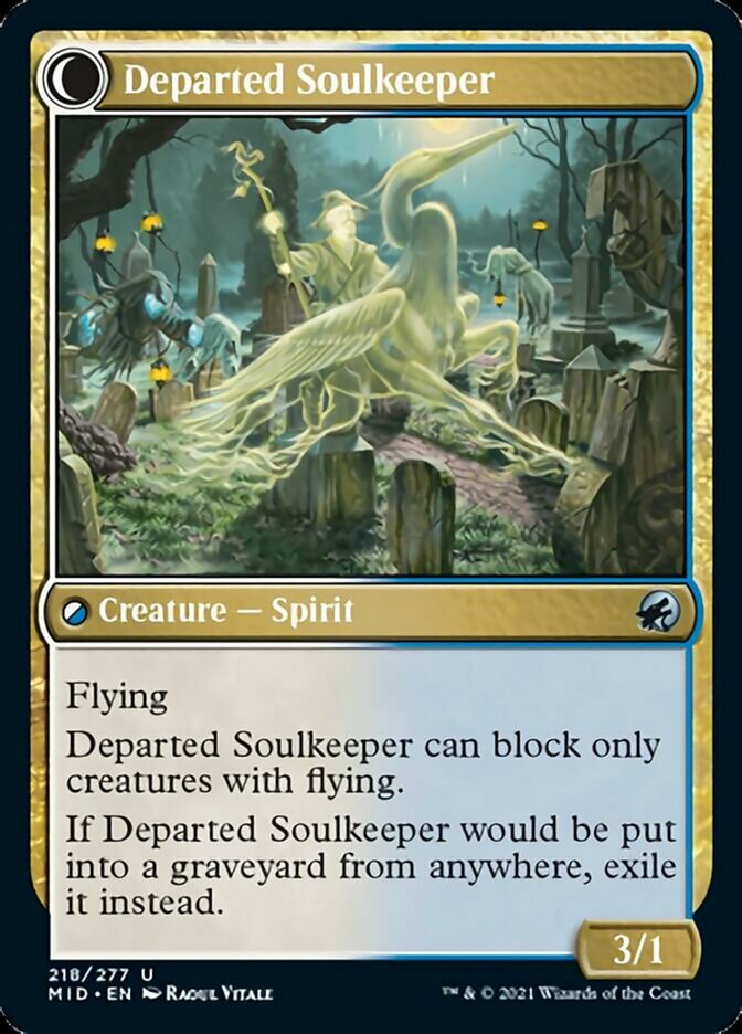 Devoted Grafkeeper // Departed Soulkeeper [Innistrad: Midnight Hunt] | Dumpster Cat Games