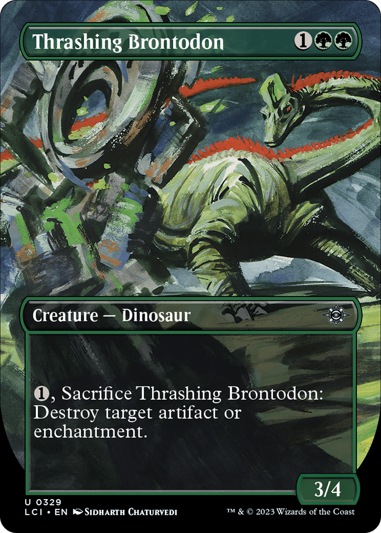 Thrashing Brontodon (Borderless) [The Lost Caverns of Ixalan] | Dumpster Cat Games