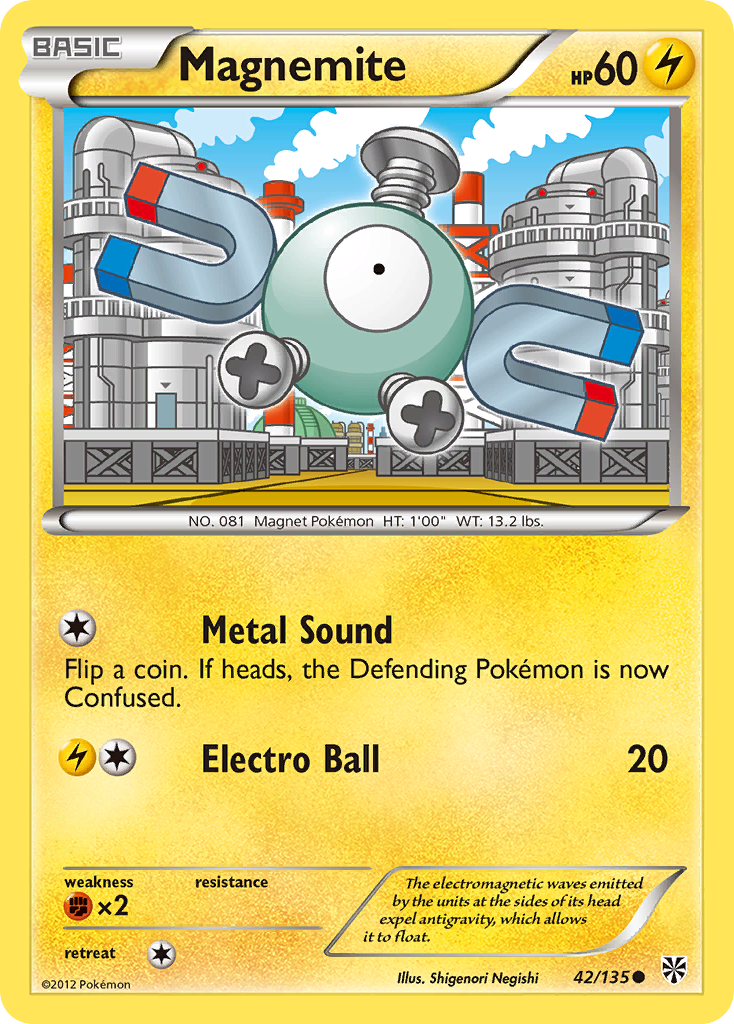 Magnemite (42/135) [Black & White: Plasma Storm] | Dumpster Cat Games