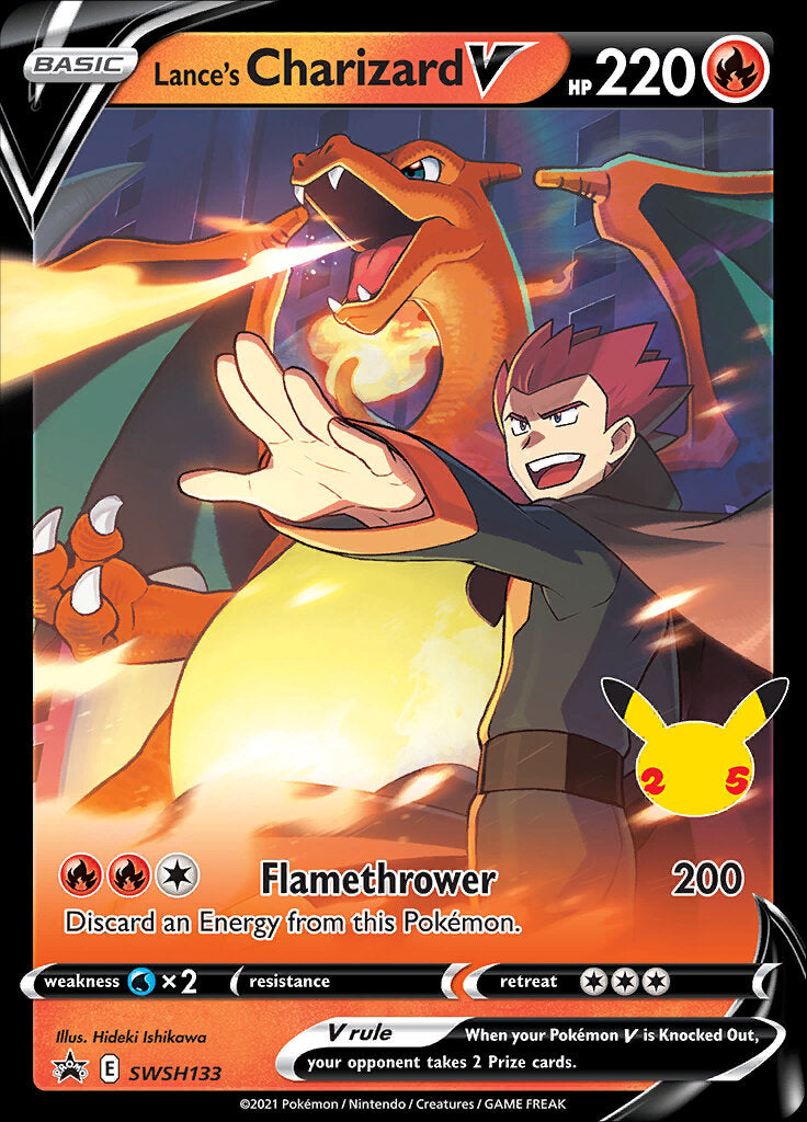 Lance's Charizard V (SWSH133) (Celebrations) [Sword & Shield: Black Star Promos] | Dumpster Cat Games