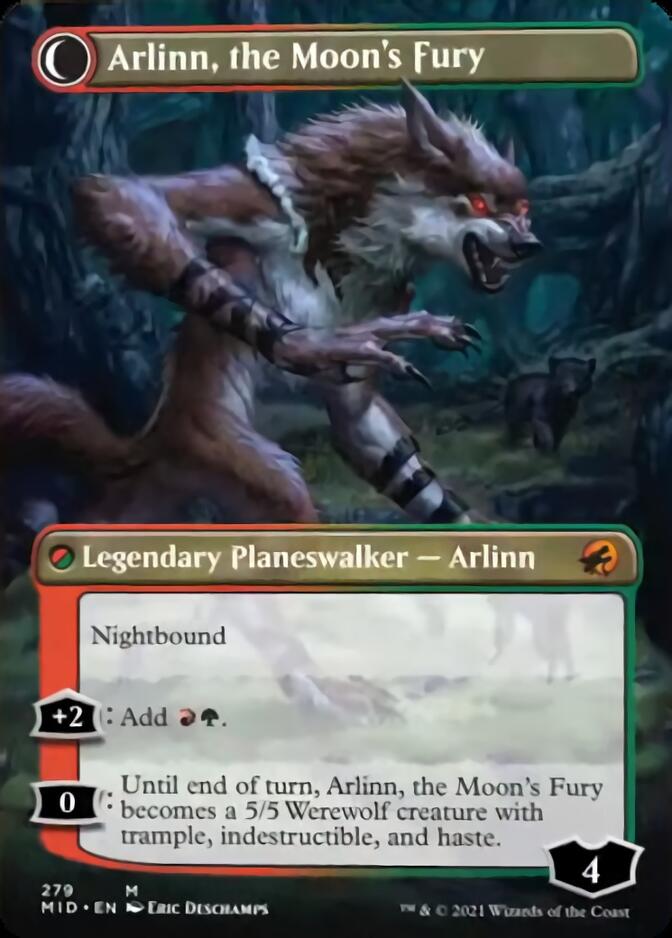 Arlinn, the Pack's Hope // Arlinn, the Moon's Fury (Borderless) [Innistrad: Midnight Hunt] | Dumpster Cat Games