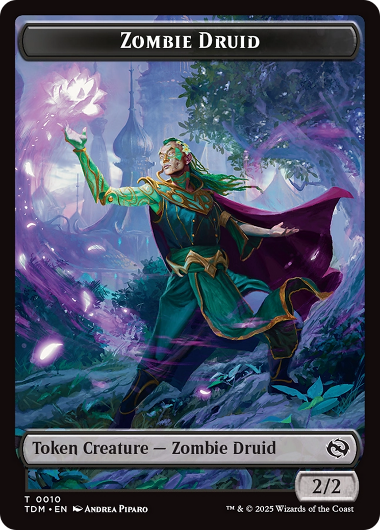 Treasure // Zombie Druid Double-Sided Token [Tarkir: Dragonstorm Tokens] | Dumpster Cat Games