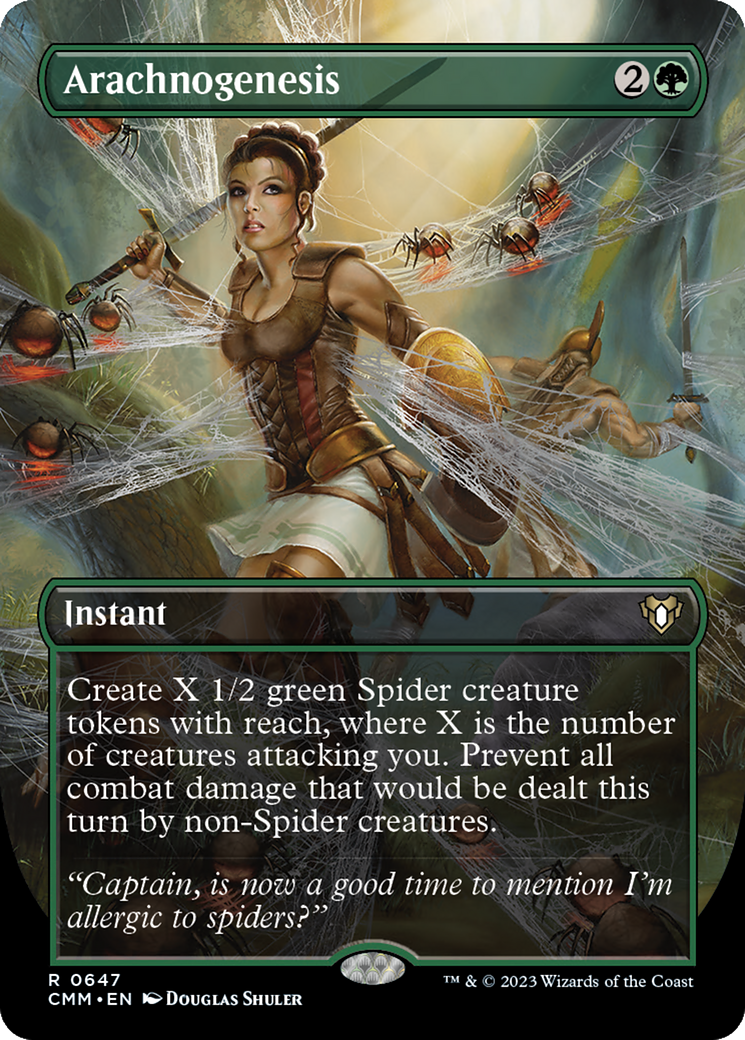 Arachnogenesis (Borderless Alternate Art) [Commander Masters] | Dumpster Cat Games