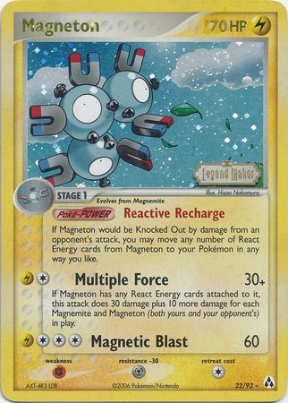 Magneton (22/92) (Stamped) [EX: Legend Maker] | Dumpster Cat Games