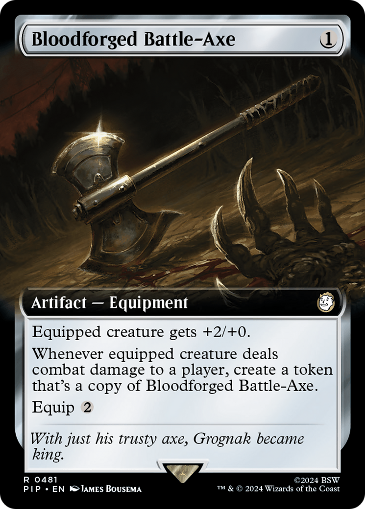 Bloodforged Battle-Axe (Extended Art) [Fallout] | Dumpster Cat Games
