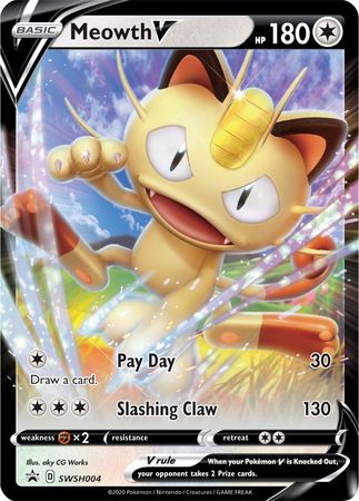 Meowth V (SWSH004) [Sword & Shield: Black Star Promos] | Dumpster Cat Games