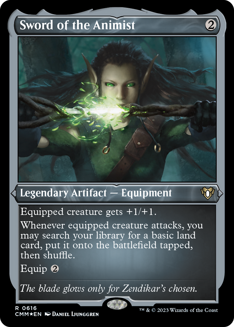 Sword of the Animist (Foil Etched) [Commander Masters] | Dumpster Cat Games
