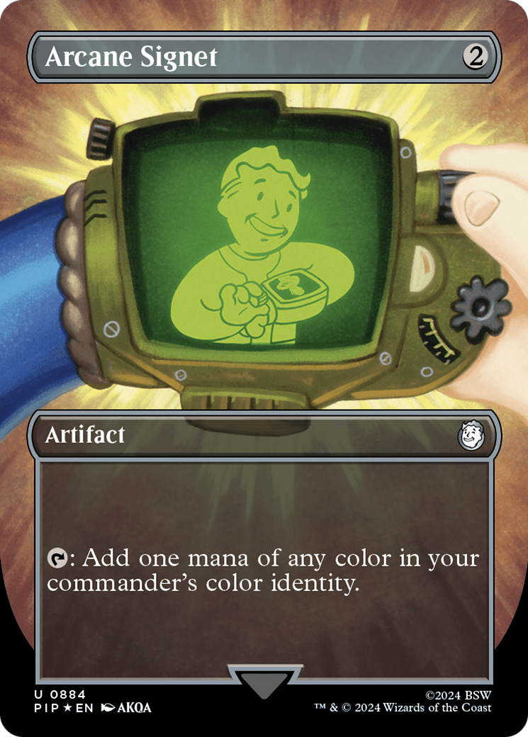 Arcane Signet (Borderless) (Surge Foil) [Fallout] | Dumpster Cat Games