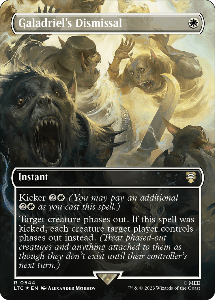 Galadriel's Dismissal (Borderless) (Surge Foil) [The Lord of the Rings: Tales of Middle-Earth Commander] | Dumpster Cat Games