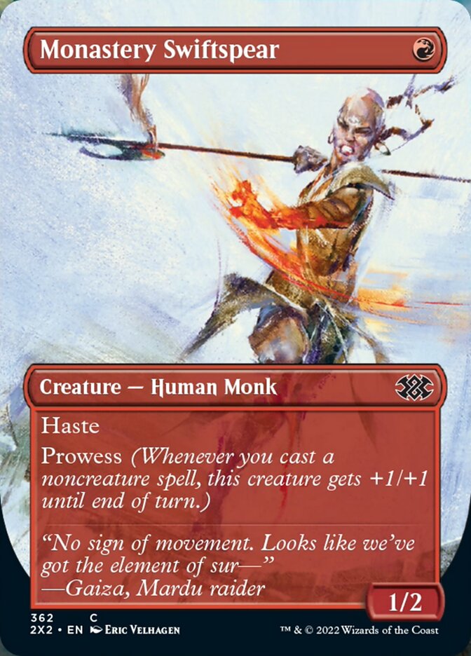 Monastery Swiftspear (Borderless Alternate Art) [Double Masters 2022] | Dumpster Cat Games