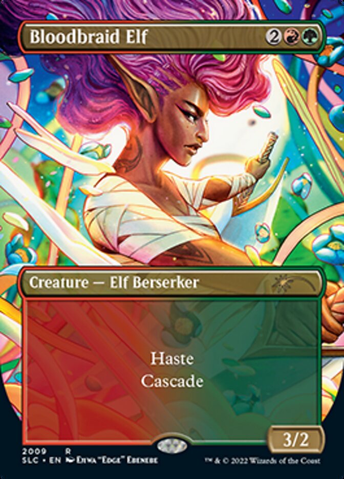 Bloodbraid Elf (Borderless Alternate Art) [Secret Lair Countdown Kit] | Dumpster Cat Games