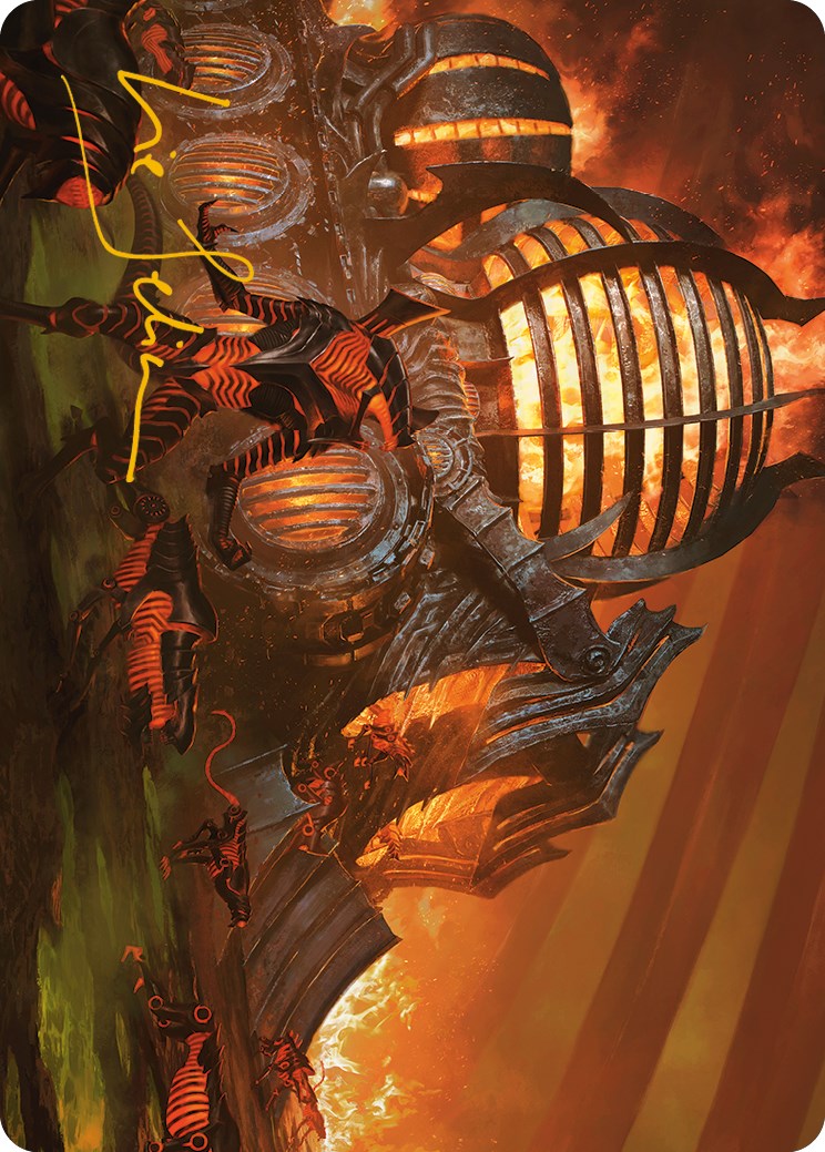 Urabrask's Forge Art Card (Gold-Stamped Signature) [Phyrexia: All Will Be One Art Series] | Dumpster Cat Games