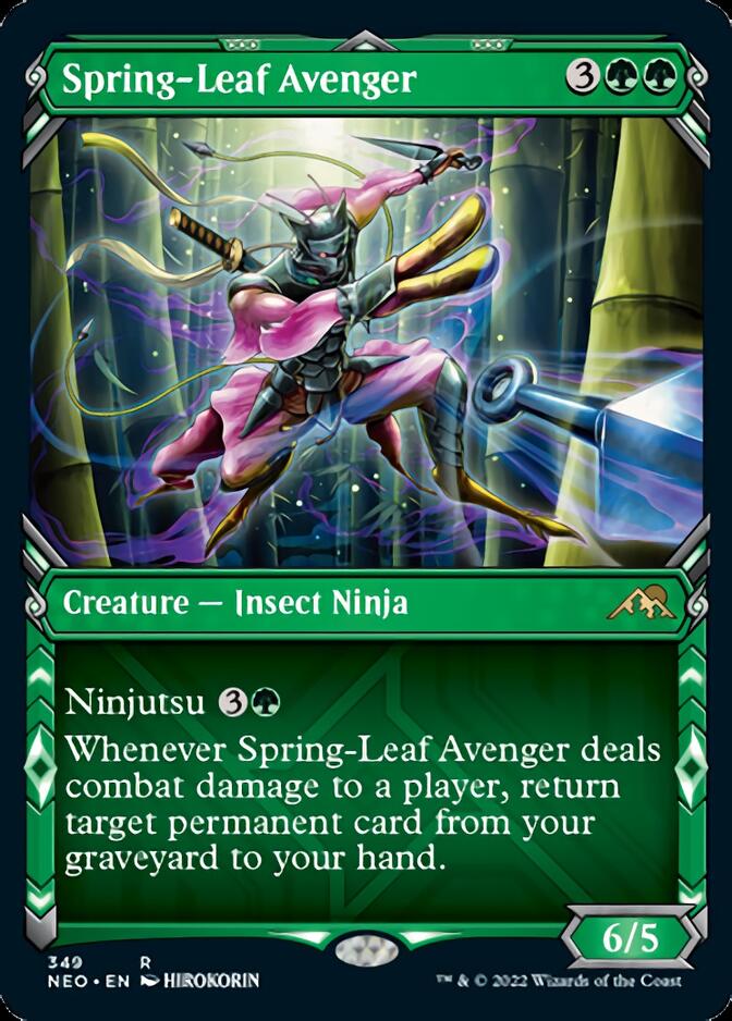 Spring-Leaf Avenger (Showcase Ninja) [Kamigawa: Neon Dynasty] | Dumpster Cat Games