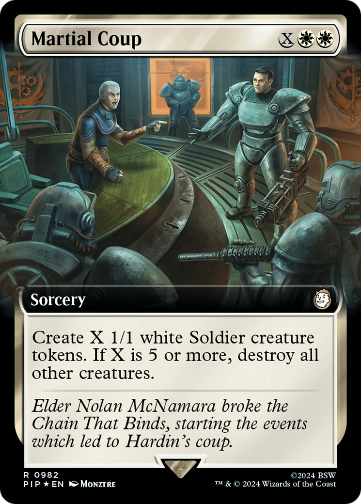 Martial Coup (Extended Art) (Surge Foil) [Fallout] | Dumpster Cat Games