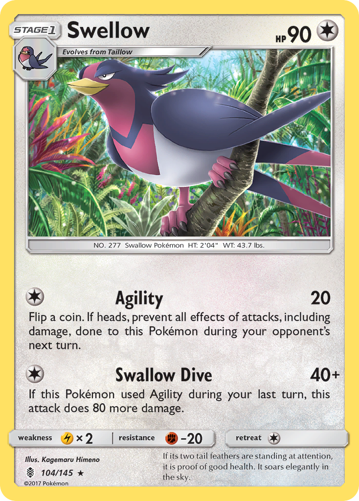 Swellow (104/145) [Sun & Moon: Guardians Rising] | Dumpster Cat Games