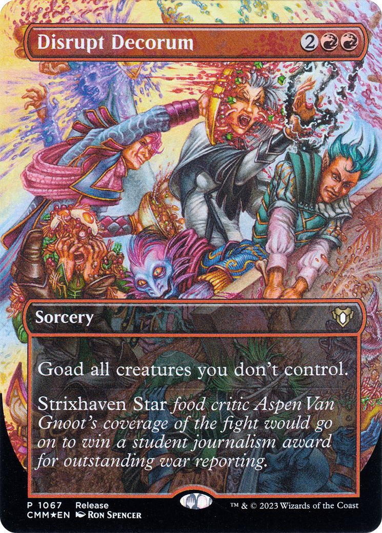 Disrupt Decorum (Borderless Alternate Art) [Commander Masters] | Dumpster Cat Games