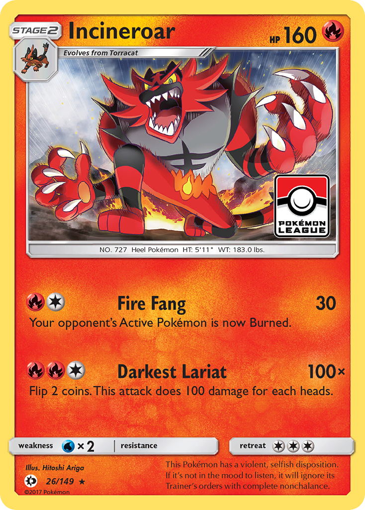 Incineroar (26/149) [Sun & Moon: Base Set] | Dumpster Cat Games