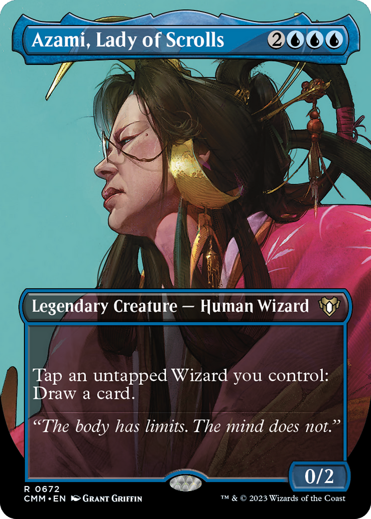Azami, Lady of Scrolls (Borderless Profile) [Commander Masters] | Dumpster Cat Games