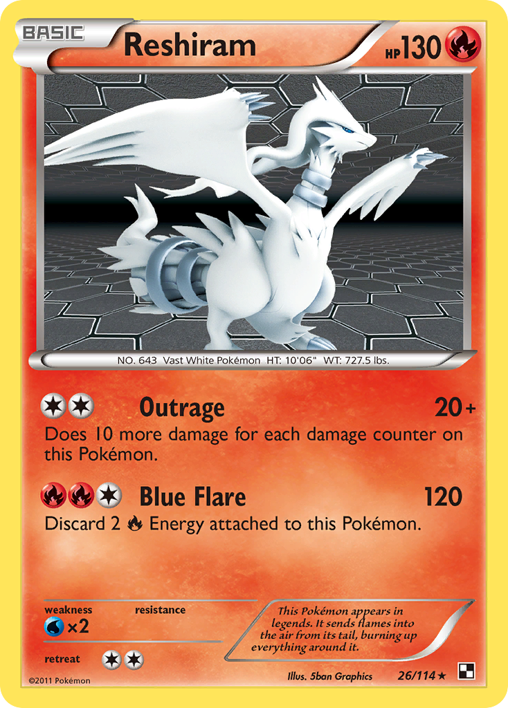 Reshiram (26/114) [Black & White: Base Set] | Dumpster Cat Games