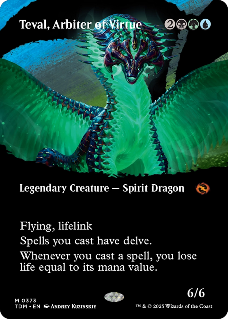 Teval, Arbiter of Virtue (Borderless) [Tarkir: Dragonstorm] | Dumpster Cat Games