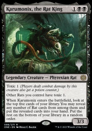 Karumonix, the Rat King (Promo Pack) [Phyrexia: All Will Be One Promos] | Dumpster Cat Games