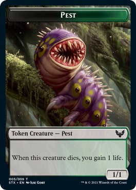 Elemental // Pest Double-Sided Token [Strixhaven: School of Mages Tokens] | Dumpster Cat Games