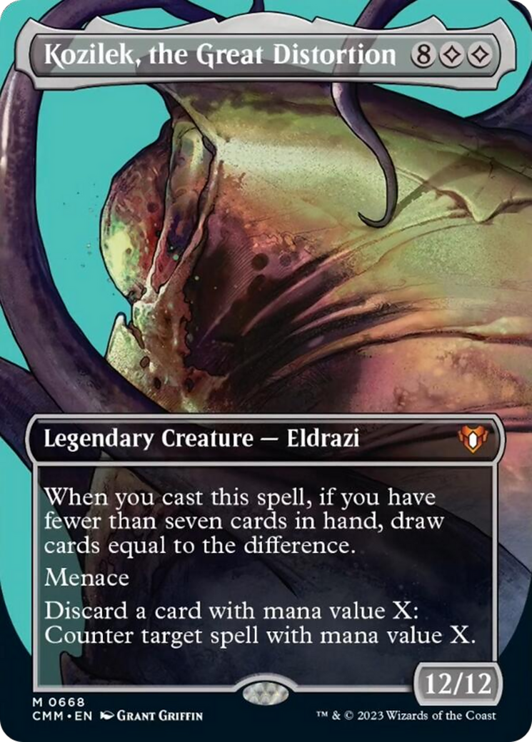 Kozilek, the Great Distortion (Borderless Profile) [Commander Masters] | Dumpster Cat Games