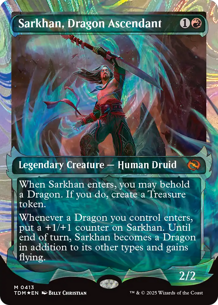 Sarkhan, Dragon Ascendant (0413) (Showcase) (Halo Foil) [Tarkir: Dragonstorm] | Dumpster Cat Games