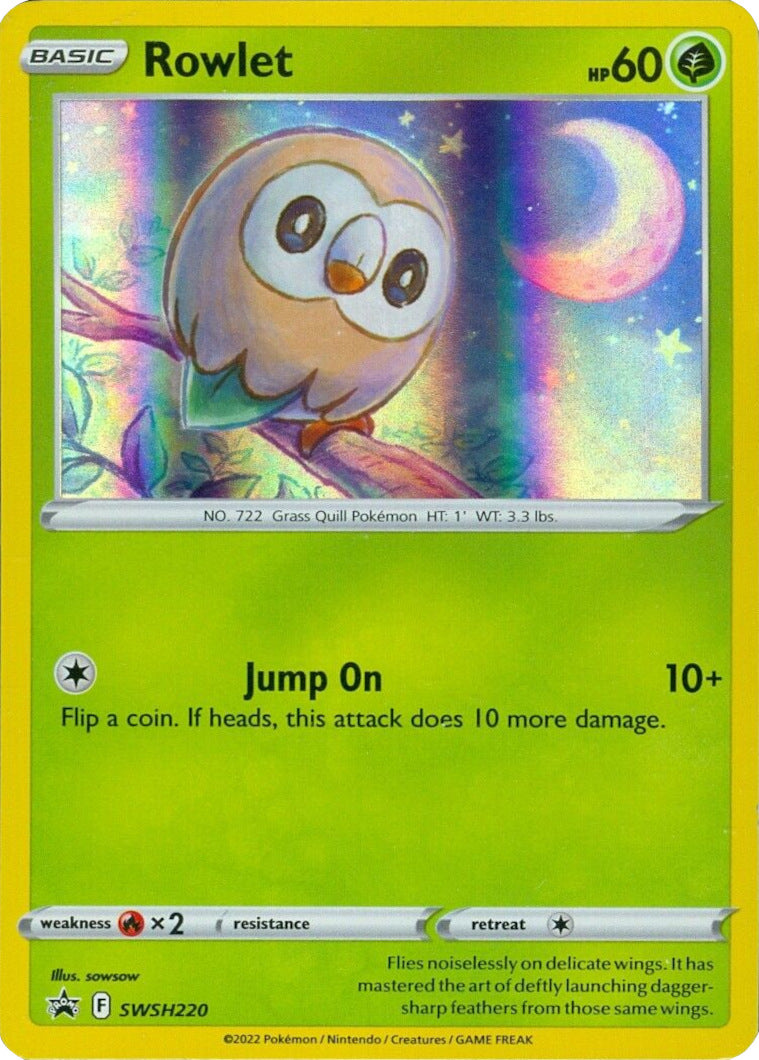 Rowlet (SWSH220) (Cosmos Holo) [Sword & Shield: Black Star Promos] | Dumpster Cat Games