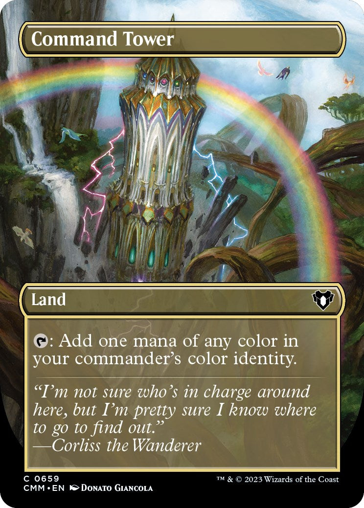 Command Tower (Borderless Alternate Art) [Commander Masters] | Dumpster Cat Games