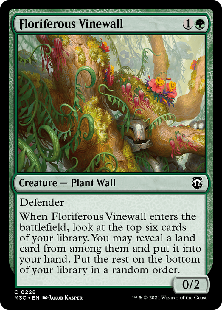 Floriferous Vinewall (Ripple Foil) [Modern Horizons 3 Commander] | Dumpster Cat Games