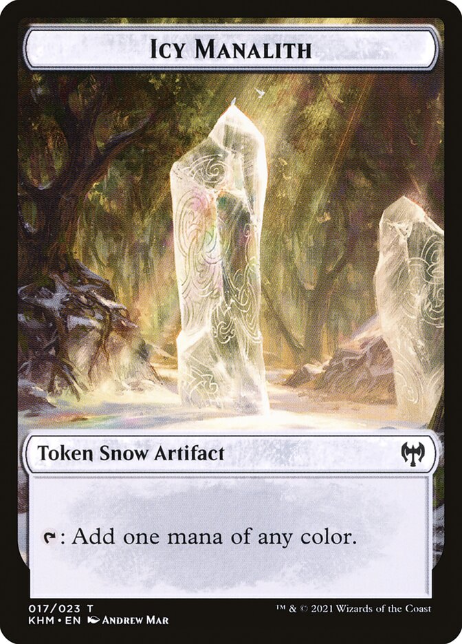 Elf Warrior // Icy Manalith Double-Sided Token [Kaldheim Tokens] | Dumpster Cat Games