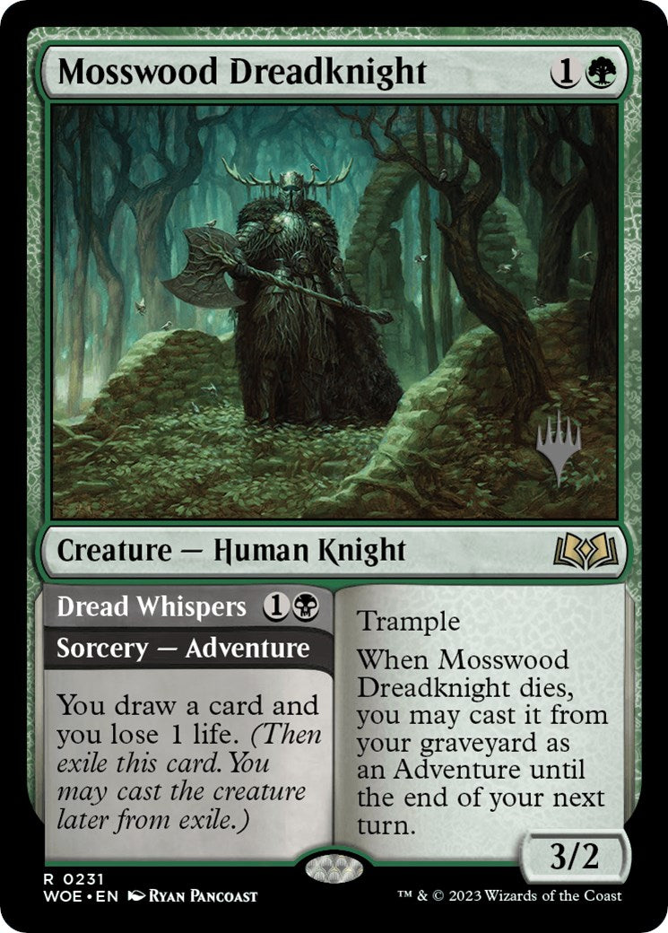 Mosswood Dreadknight // Dread Whispers (Promo Pack) [Wilds of Eldraine Promos] | Dumpster Cat Games