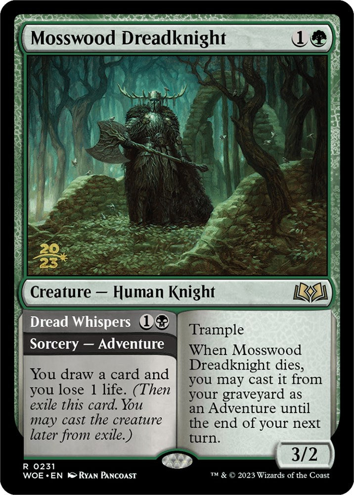 Mosswood Dreadknight // Dread Whispers (Promo Pack) [Wilds of Eldraine Promos] | Dumpster Cat Games