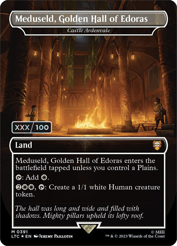 Meduseld, Golden Hall of Edoras - Castle Ardenvale (Borderless) (Serialized) [The Lord of the Rings: Tales of Middle-Earth Commander] | Dumpster Cat Games