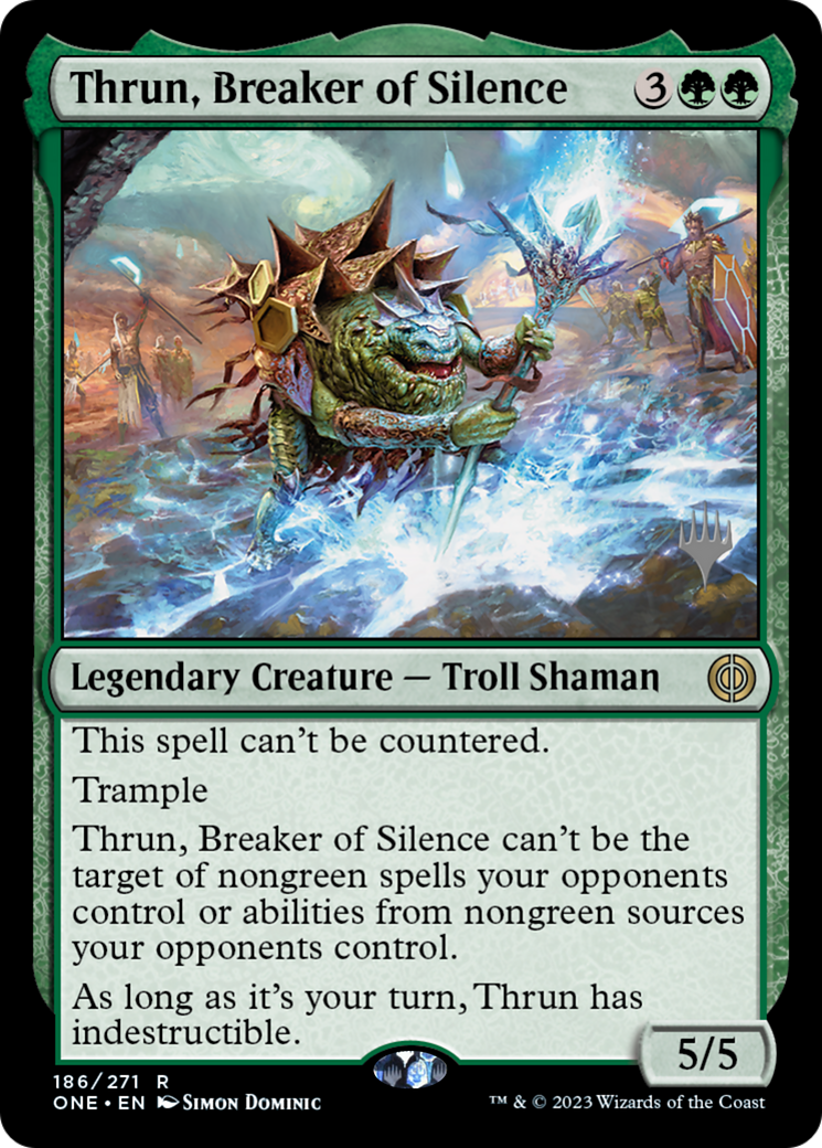 Thrun, Breaker of Silence (Promo Pack) [Phyrexia: All Will Be One Promos] | Dumpster Cat Games