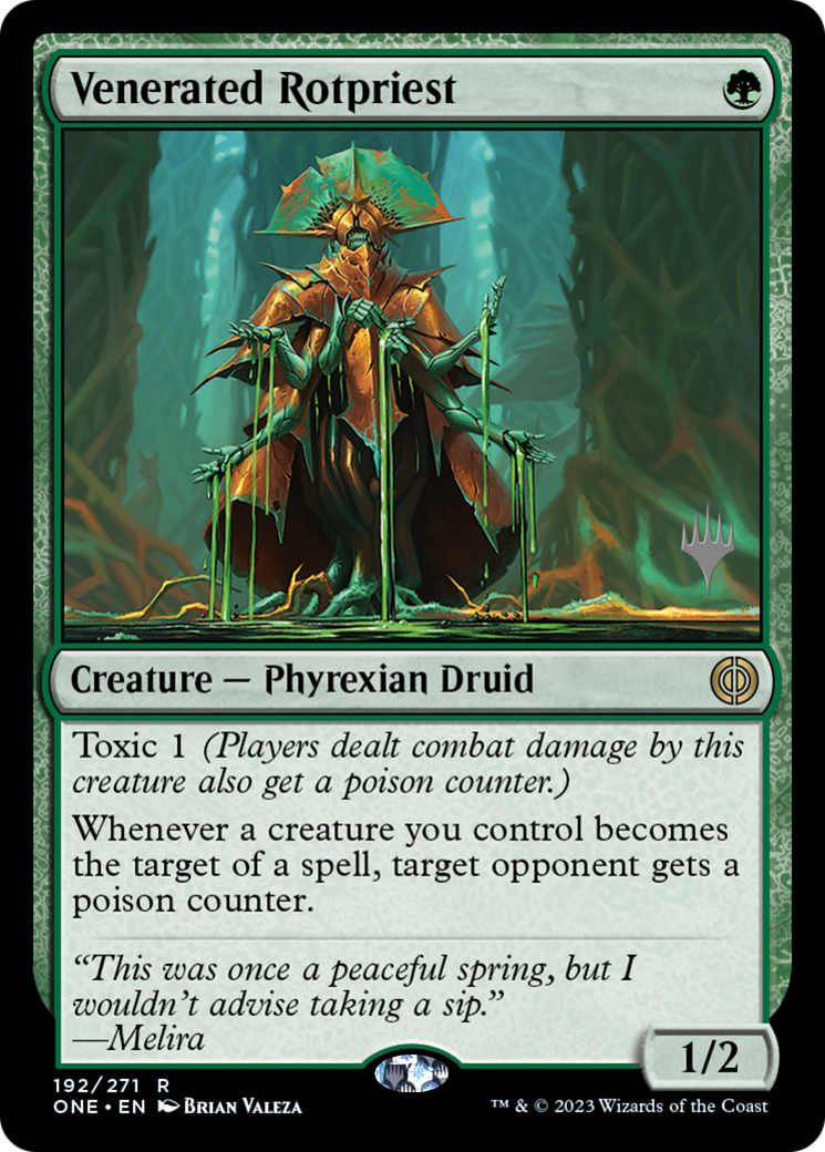 Venerated Rotpriest (Promo Pack) [Phyrexia: All Will Be One Promos] | Dumpster Cat Games