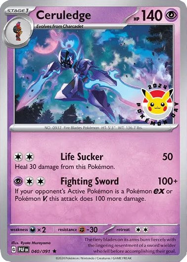Ceruledge (040/091) (Pokemon Day 2024)(Cosmos Holo) [Scarlet & Violet: Black Star Promos] | Dumpster Cat Games