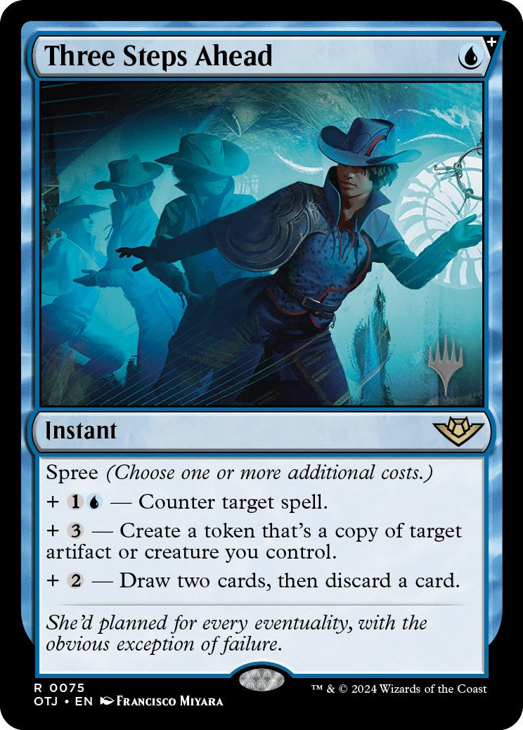 Three Steps Ahead (Promo Pack) [Outlaws of Thunder Junction Promos] | Dumpster Cat Games