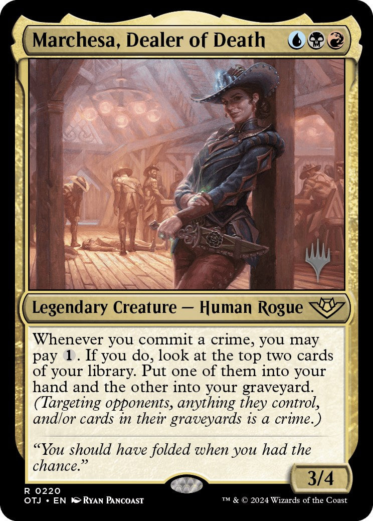 Marchesa, Dealer of Death (Promo Pack) [Outlaws of Thunder Junction Promos] | Dumpster Cat Games