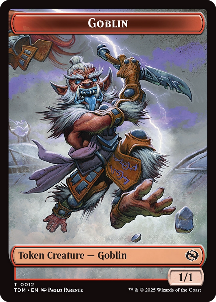 Goblin // Warrior Double-Sided Token [Tarkir: Dragonstorm Tokens] | Dumpster Cat Games